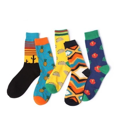 Custom Design Logo Colorful Cozy Cotton Fancy Man Woman Socks