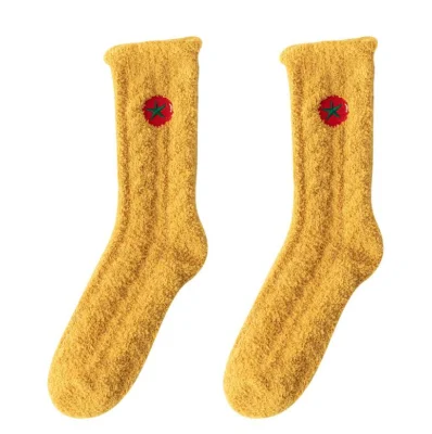 Flauschige Damensocken mit individuellem Logo-Stickerei-Fleece-Sipper-Socken für den Winter